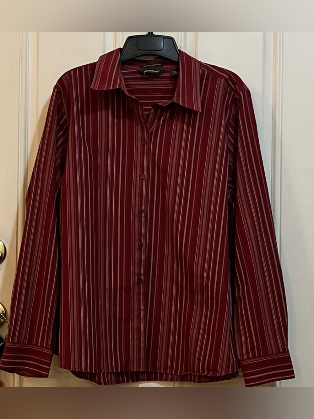Eddie Bauer Red Striped Stretch Button Down Shirt Wrinkle Resistant -XL NWOT